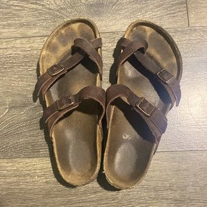 Brown suede mayari sandals